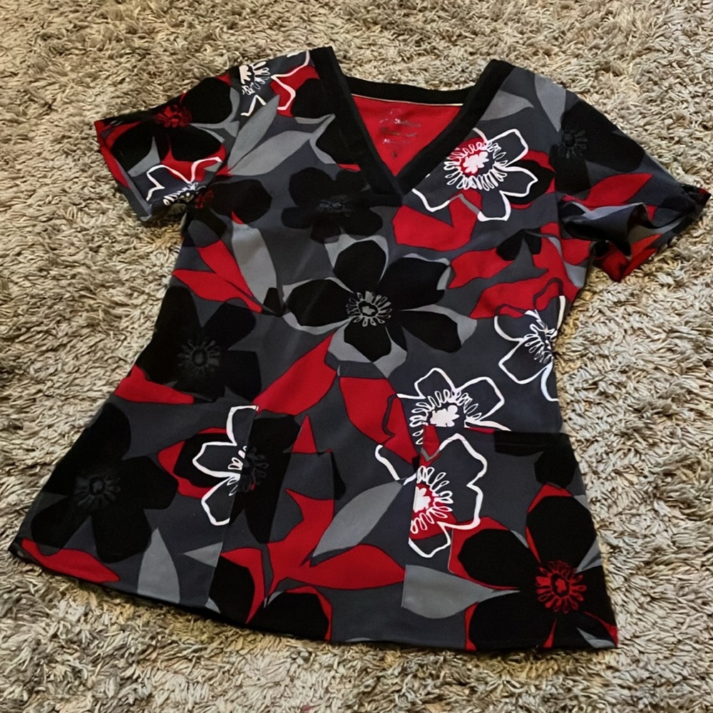 Premier by Healing Hands Womens floral Scrub Top - Picture 2 of 7